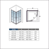 OCEAN cabine de douche 200cm profilé noir mat en verre anticalcaire