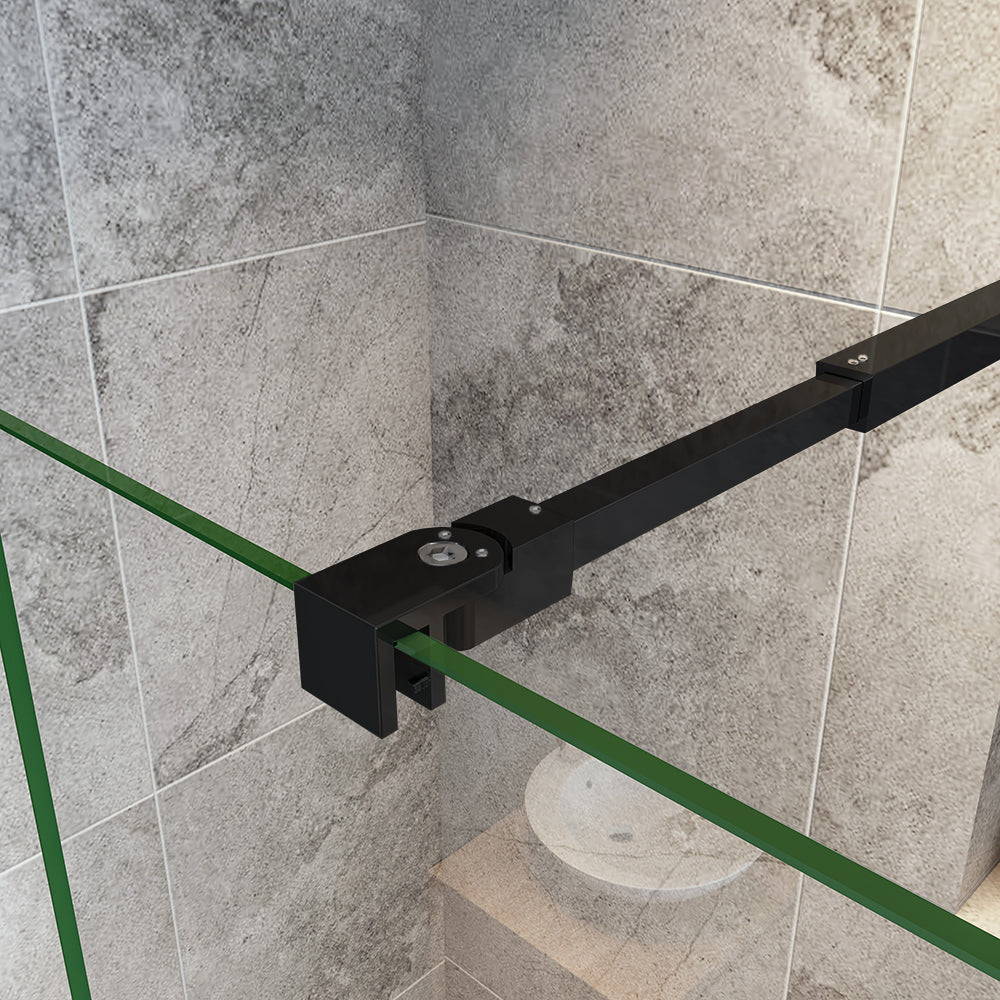 Océan Paroi de douche noire avec volet pivotant 30 / 40 cm modèle d' Itaroi avec une barre extensible 73-120cm