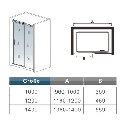 OCEAN porte de douche coulissante 100-140x195cm profilé chromé en verre sablé et anticalcaire