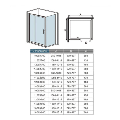 OCEAN cabine de douche 100-160x80x195cm profilé noir mat en verre anticalcaire avec le système soft-close