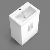 Meuble de salle de bain, sous vasque à poser, meuble de rangement MDF à 2 portes battantes/tiroirs 58cm, avec vasque intégrée