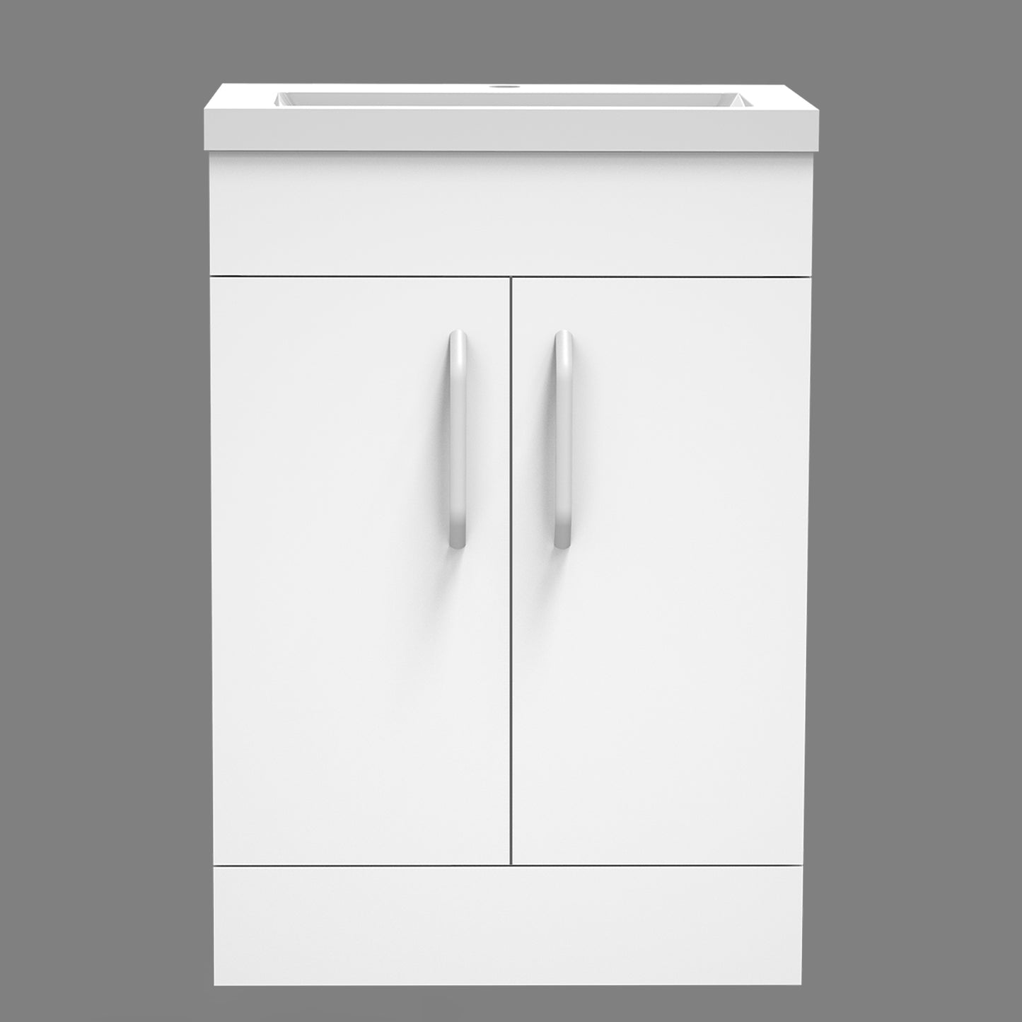 Meuble de salle de bain, sous vasque à poser, meuble de rangement MDF à 2 portes battantes/tiroirs 58cm, avec vasque intégrée