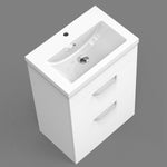 Meuble de salle de bain, sous vasque à poser, meuble de rangement MDF à 2 portes battantes/tiroirs 58cm, avec vasque intégrée