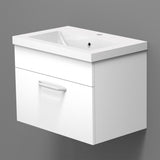 Meuble de salle de bain, sous vasque à suspendre, meuble de rangement MDF à tiroirs 60cm, avec vasque intégrée