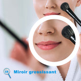 LED simple bluetooth tricolore anti-buée miroir tactile avec miroir grossissant 3X,suspendu horizontalement 80/100/120/140/160cm
