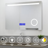 Ocean Miroir salle de bain LED avec éclairag + miroir mural cosmétique lumineux + 3couleurs LED réglables+ anti-buée + Bluetooth + miroir grossissant+Horzontal