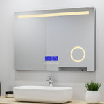 Ocean Miroir salle de bain LED avec éclairag + miroir mural cosmétique lumineux + 3couleurs LED réglables+ anti-buée + Bluetooth + miroir grossissant+Horzontal