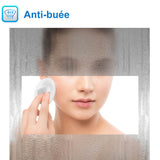 Ocean Miroir salle de bain LED avec éclairag + miroir mural cosmétique lumineux + 3couleurs LED réglables+ anti-buée + Bluetooth + miroir grossissant+Horzontal