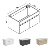 Meuble vasque suspendu avec deux portes, vasque en céramique , Meuble couleur blanc/ anthracite / couleur chêne