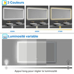 Miroir tactile anti-buée LED avec Easy Bluetooth horizontalement, 70/80/100/120/140/160 cm