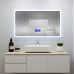 Ocean Miroir salle de bain avec éclairag + miroir mural cosmétique lumineux + 3 couleurs LED réglables + anti-buée + Bluetooth + Horzontal