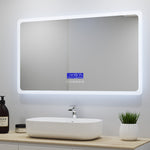 Ocean Miroir salle de bain avec éclairag + miroir mural cosmétique lumineux + 3 couleurs LED réglables + anti-buée + Bluetooth + Horzontal