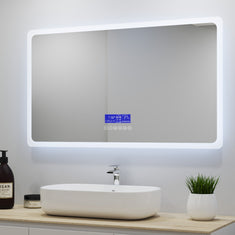 Ocean Miroir salle de bain avec éclairag + miroir mural cosmétique lumineux + 3 couleurs LED réglables + anti-buée + Bluetooth + Horzontal