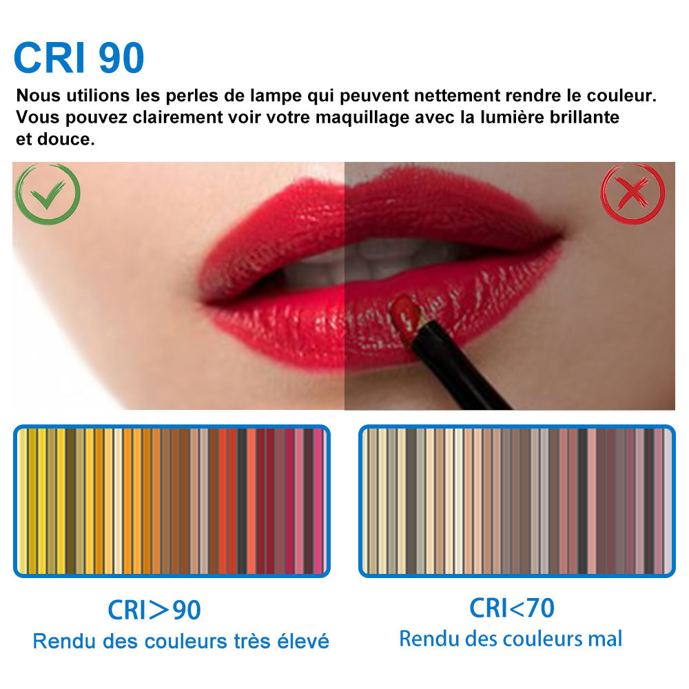 Miroir tactile antibuée LED tricolore avec Bluetooth simple et horloge, 70/80/100/120/140/160 cm