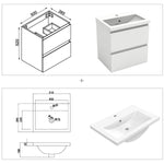 50cm Meuble  salle de bain avec deux tiroirs et vasque artificielle