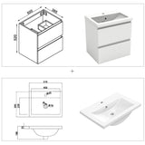 50cm Meuble  salle de bain avec deux tiroirs et vasque artificielle