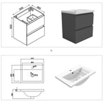 Meuble couleur blanc mat de salle de bain avec deux tiroir et vasque en céramique