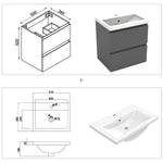 50cm Meuble  salle de bain avec deux tiroirs et vasque artificielle