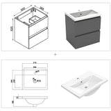 50cm Meuble  salle de bain avec deux tiroirs et vasque artificielle