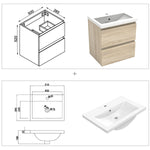 50cm Meuble  salle de bain avec deux tiroirs et vasque artificielle