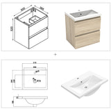 50cm Meuble  salle de bain avec deux tiroirs et vasque artificielle
