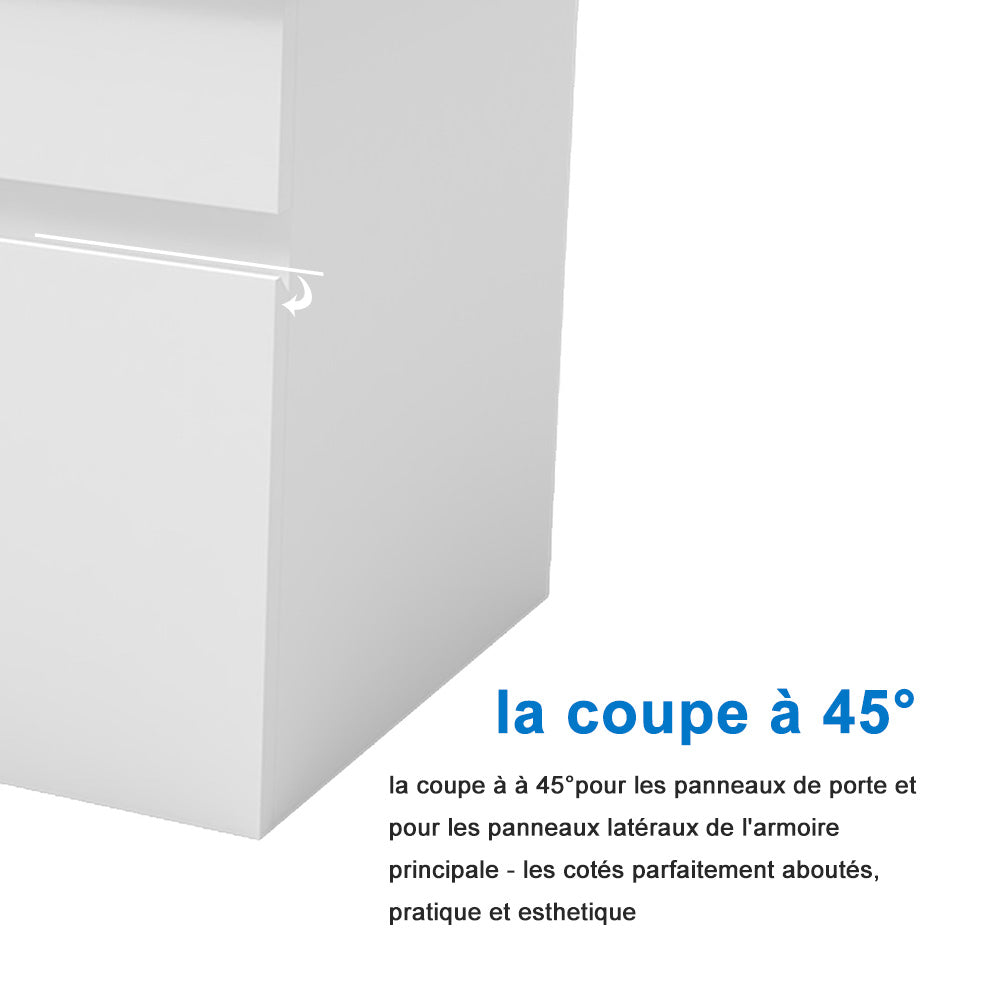 Meuble vasque suspendu avec deux portes, vasque en céramique , Meuble couleur blanc/ anthracite / couleur chêne