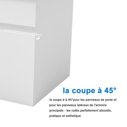 Meuble vasque suspendu avec deux portes, vasque en céramique , Meuble couleur blanc/ anthracite / couleur chêne