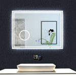 LED simple bluetooth tricolore anti-buée miroir tactile avec miroir grossissant 3X,suspendu horizontalement 80/100/120/140/160cm