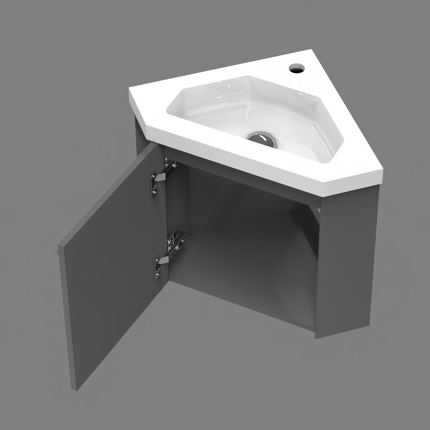 Meuble de salle de bain, meuble sous vasque d'angle à suspendre, meuble de rangement MDF 40cm, livrée avec vasque