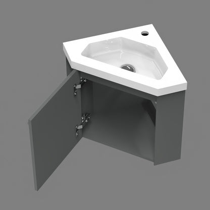 Meuble de salle de bain, meuble sous vasque d'angle à suspendre, meuble de rangement MDF 40cm, livrée avec vasque