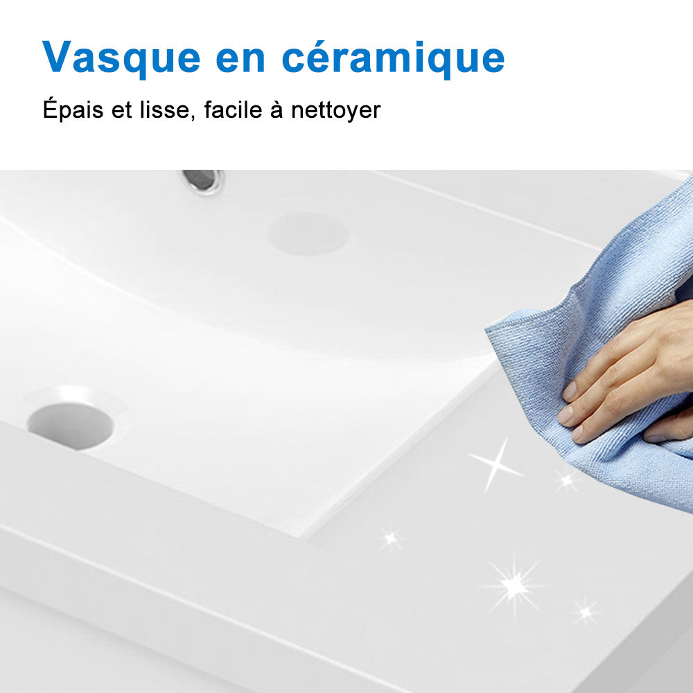 50cm Meuble  salle de bain avec deux tiroirs et vasque artificielle