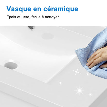 50cm Meuble  salle de bain avec deux tiroirs et vasque artificielle