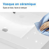 50cm Meuble  salle de bain avec deux tiroirs et vasque artificielle