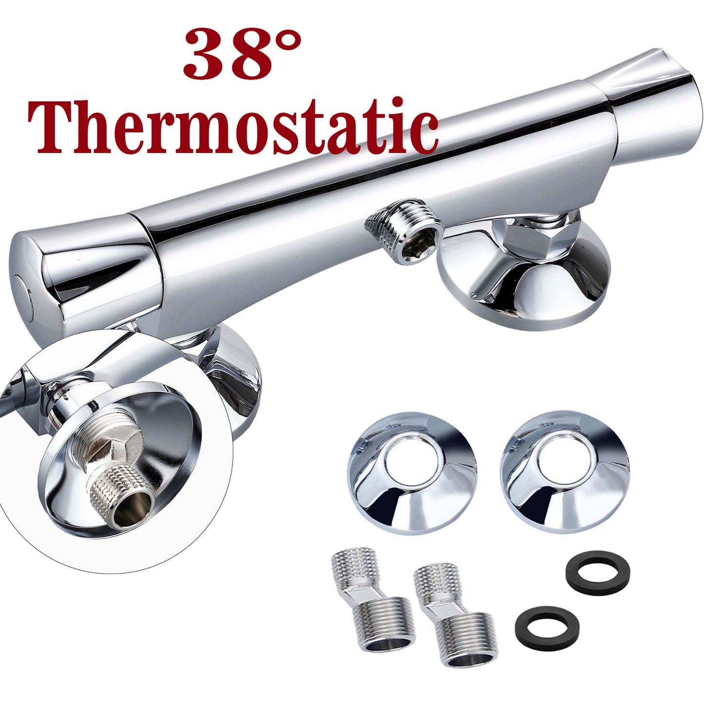 Colonne de Douche Thermostatiaue avec 1.5M Tuyau de Douche en Acier Inoxyable Le Robinet Rmostatic et Chrome Lumineux