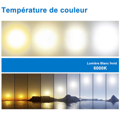 Ocean Miroir salle de bain LED avec éclairag + miroir mural cosmétique lumineux + anti-buée + Horloge numérique et date + miroir grossissant+Horzontal