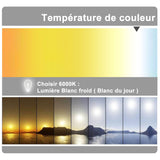 Miroir de salle de bain, commutateur tactile, avec fonction LED et anti-buée, Modèle standard