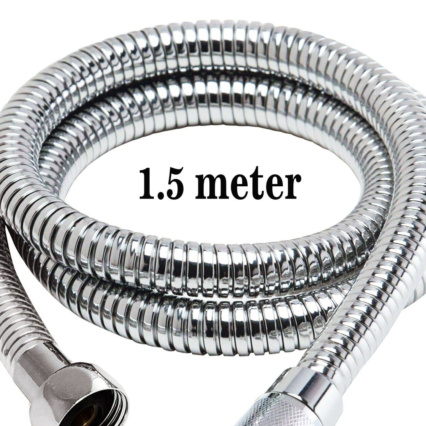 Pommeau de douche haute pression avec jeu de tuyaux, conception turbocompressée, pommeau de douche universel, carré rond 1/3/5 modes de pulvérisation économisant le bain, chromé