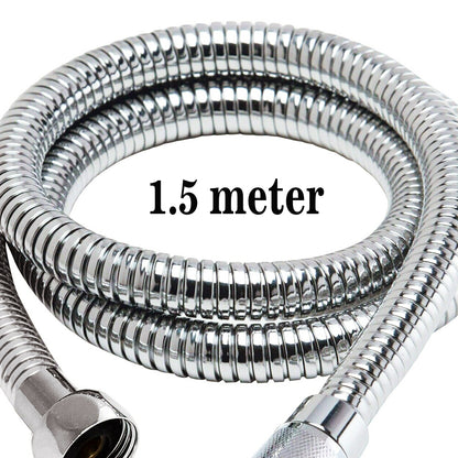 Pommeau de douche haute pression avec jeu de tuyaux, conception turbocompressée, pommeau de douche universel, carré rond 1/3/5 modes de pulvérisation économisant le bain, chromé