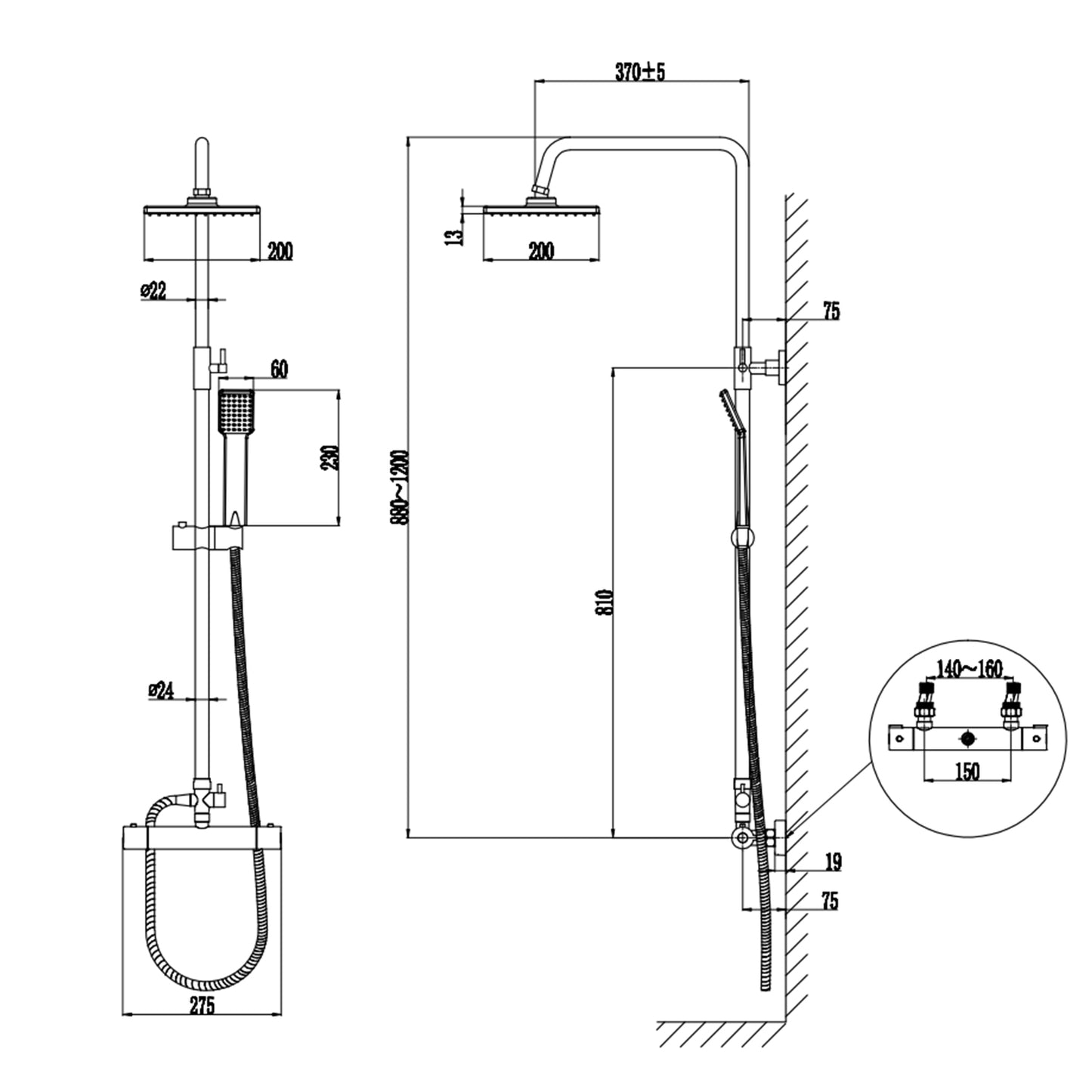 Colonne de Douche thermostatique ensemble système de douche