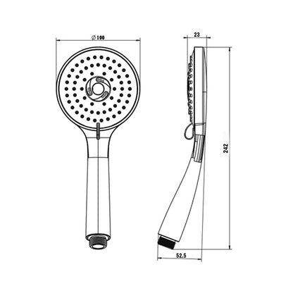 Pommeau de douche haute pression avec jeu de tuyaux, conception turbocompressée, pommeau de douche universel, carré rond 1/3/5 modes de pulvérisation économisant le bain, chromé