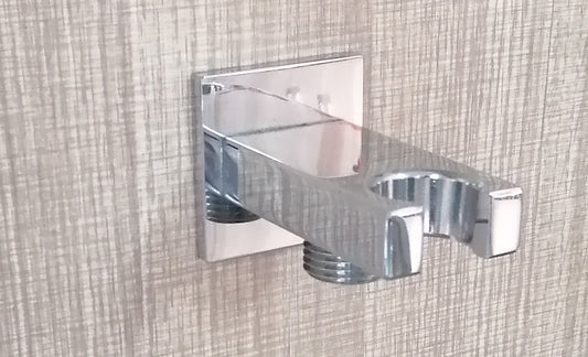 Support de support de douche à main à montage mural avec sortie d'eau de douche coudée, laiton, argent