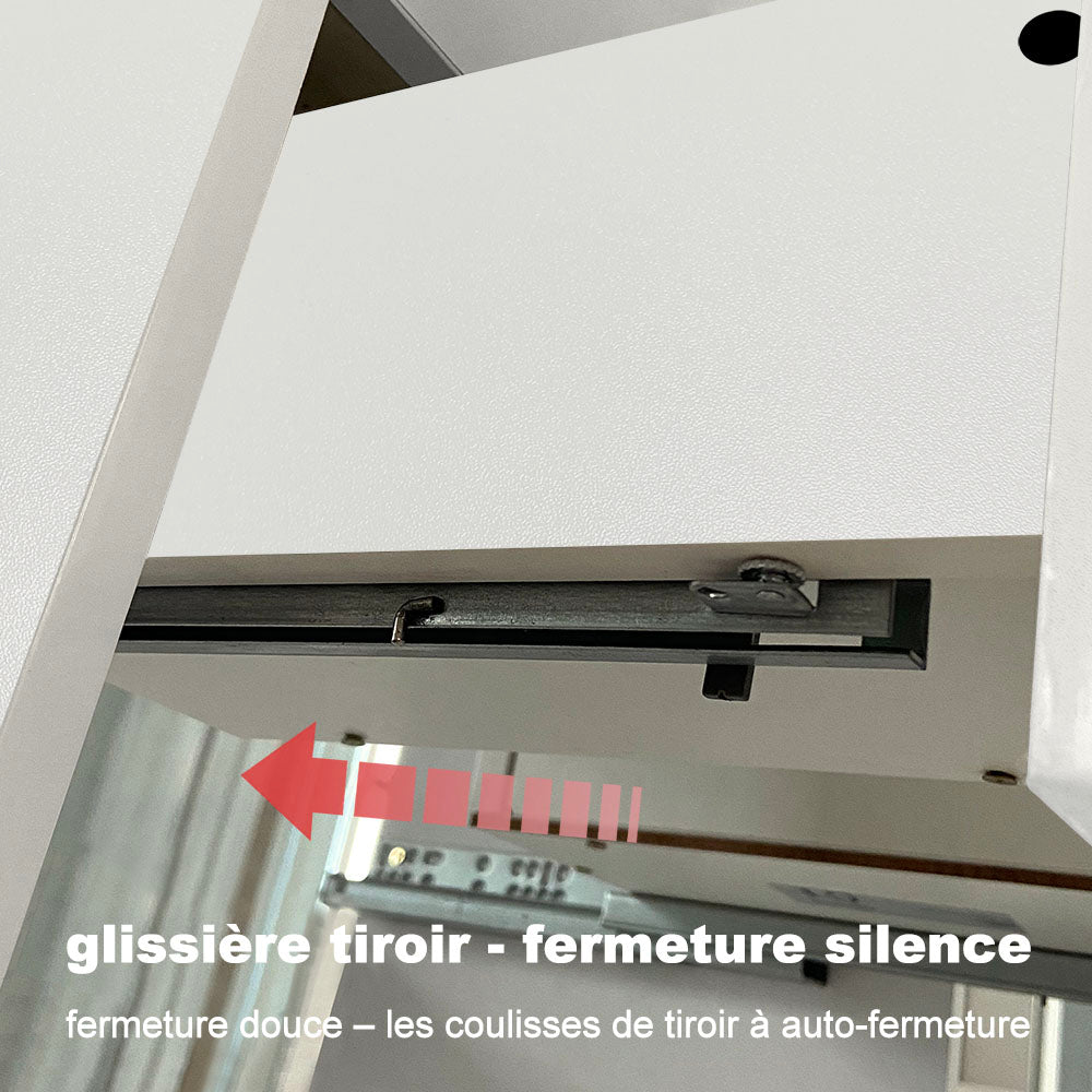 Meuble avec un plan vasque en céramique, Meuble suspendu, couleur blanc/anthracite/bois clair