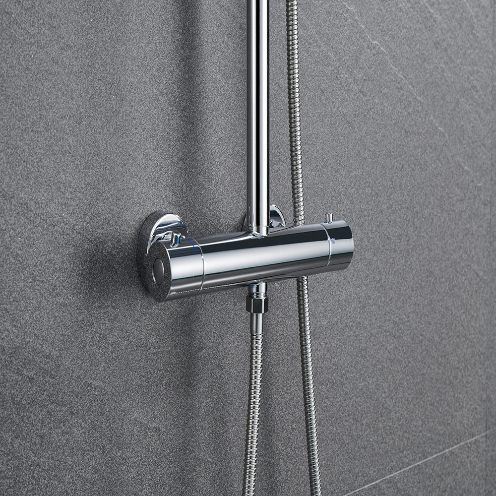 Océan sanitaire Colonne de Douche Thermostatique Ensemble de Double Tête Exposé Valve 200mm Argent Carré