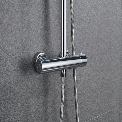 Océan sanitaire Colonne de Douche Thermostatique Ensemble de Double Tête Exposé Valve 200mm Argent Carré