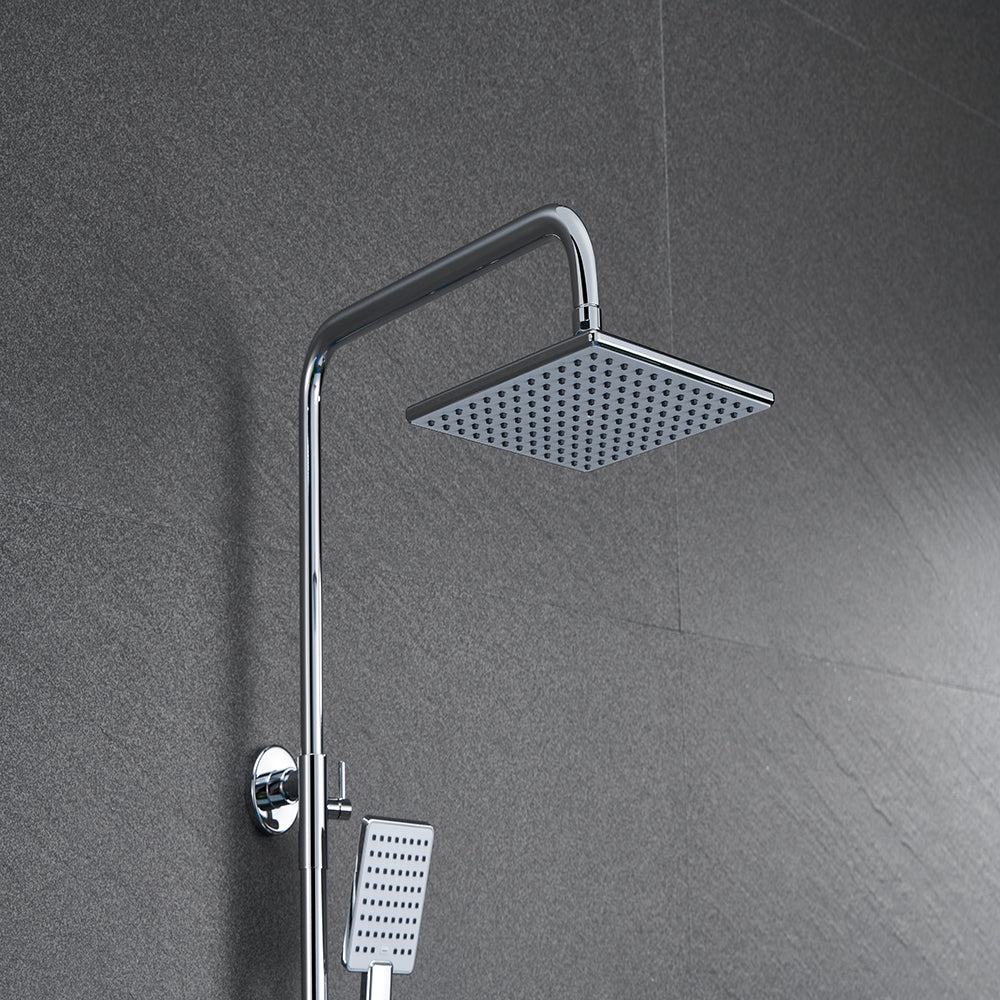 Océan sanitaire Colonne de Douche Thermostatique Ensemble de Double Tête Exposé Valve 200mm Argent Carré