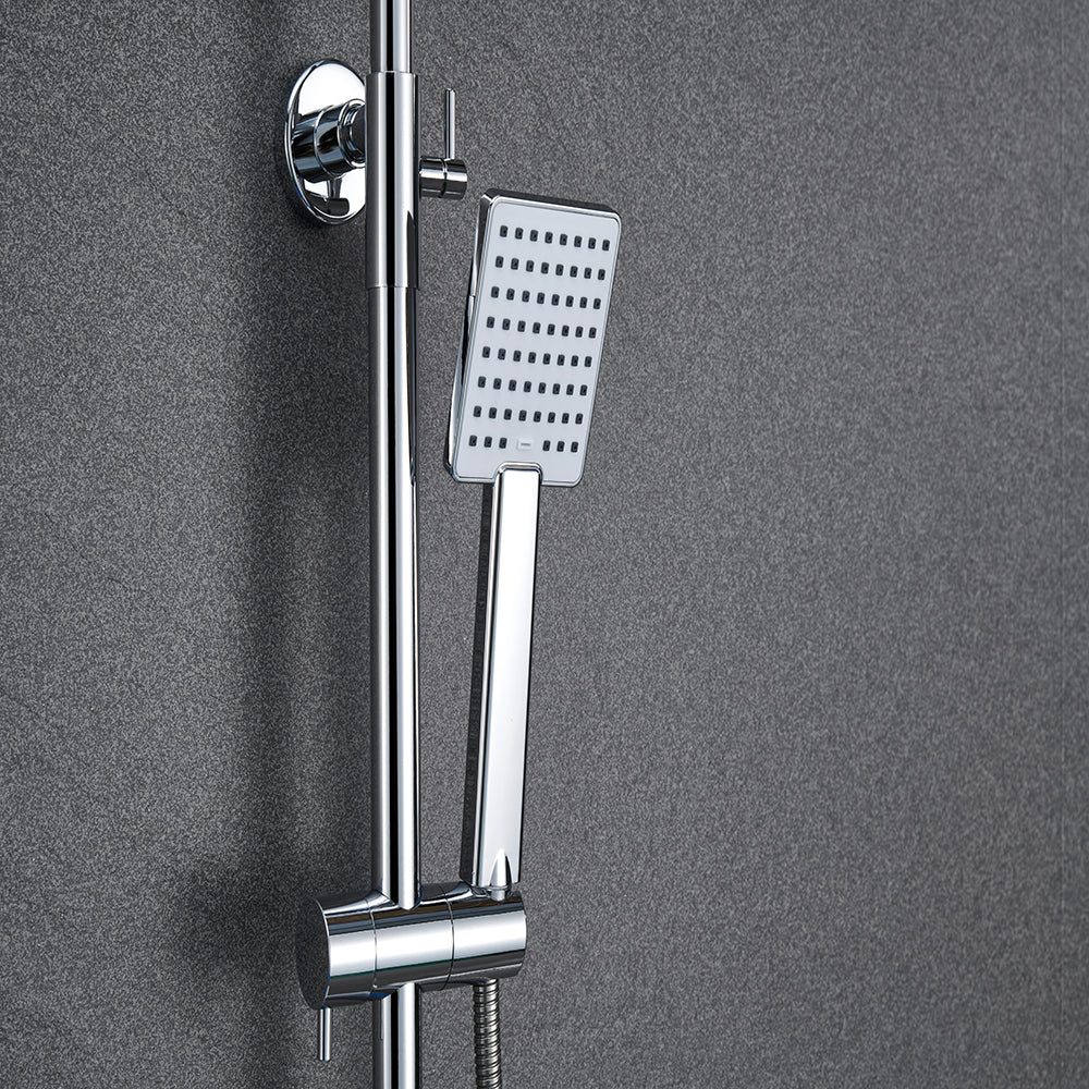 Océan sanitaire Colonne de Douche Thermostatique Ensemble de Double Tête Exposé Valve 200mm Argent Carré