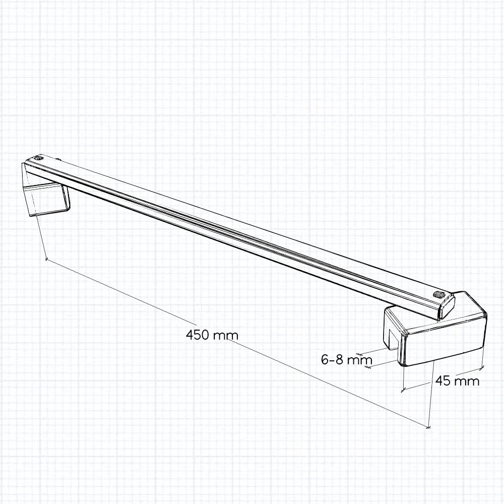 Paroi de douche verre anti-calcaire fumé 100x200cm avec une barre de stabilisation 45cm