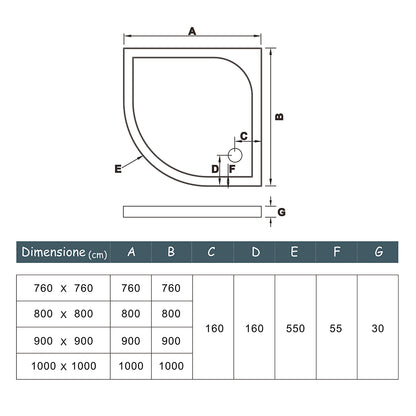 Océan Cabine de douche pivotante 195cm accès d'angle modèle de Quantina
