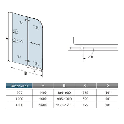 Océan pare-baignoire 90/100/120x140cm écran baignoire pivotant avec les étagères