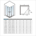 Océan cabine de douche, 2 portes de douche à charnière avec une porte-serviette,verre sécurit anticalcaire,différentes dimensions